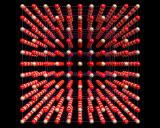 (The pattern of atoms in magnesium oxide, MgO, which adopts the same structure as rocksalt.)